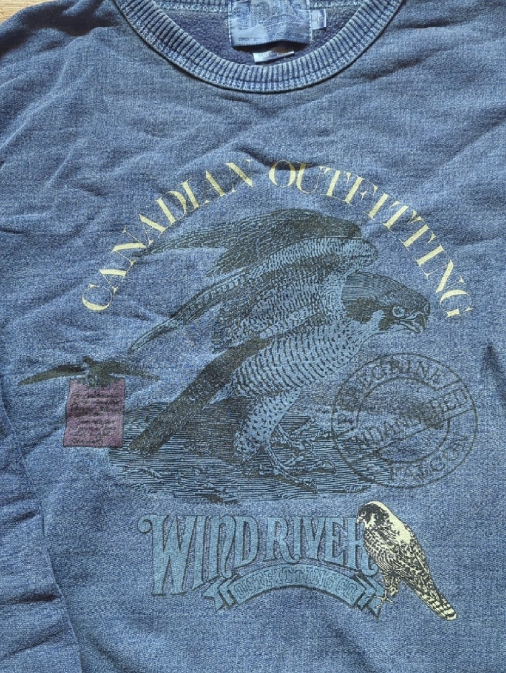 171-Vintage Washed Blue Windriver  Crewneck Sweater - Picture 4 of 6